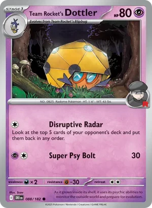 Team Rocket's Dottler 088/182 Common, Destined Rivals Pokémon TCG card