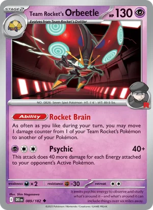 Team Rocket's Orbeetle 089/182 Uncommon, Destined Rivals Pokémon TCG card