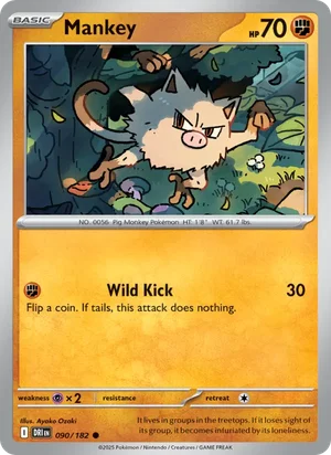 Mankey 090/182 Common, Destined Rivals Pokémon TCG card