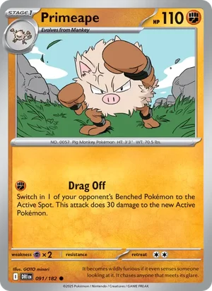 Primeape 091/182 Common, Destined Rivals Pokémon TCG card