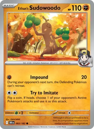 Ethan's Sudowoodo 093/182 Common, Destined Rivals Pokémon TCG card