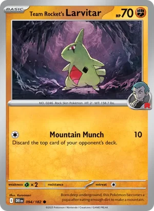 Team Rocket's Larvitar 094/182 Common, Destined Rivals Pokémon TCG card