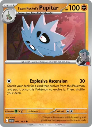 Team Rocket's Pupitar 095/182 Common, Destined Rivals Pokémon TCG card