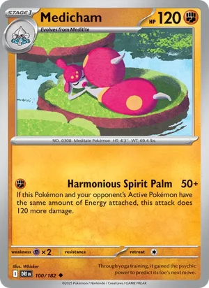 Medicham 100/182 Uncommon, Destined Rivals Pokémon TCG card