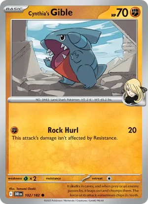 Cynthia's Gible 102/182 Common, Destined Rivals Pokémon TCG card