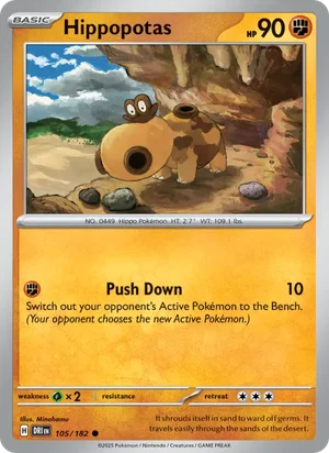 Hippopotas 105/182 Common, Destined Rivals Pokémon TCG card
