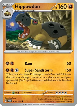Hippowdon 106/182 Uncommon, Destined Rivals Pokémon TCG card