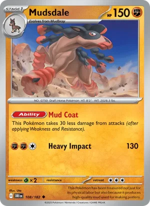 Mudsdale 108/182 Uncommon, Destined Rivals Pokémon TCG card