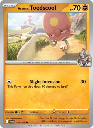 Arven's Toedscool 109/182 Common, Destined Rivals Pokémon TCG card