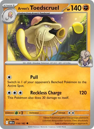 Arven's Toedscruel 110/182 Uncommon, Destined Rivals Pokémon TCG card