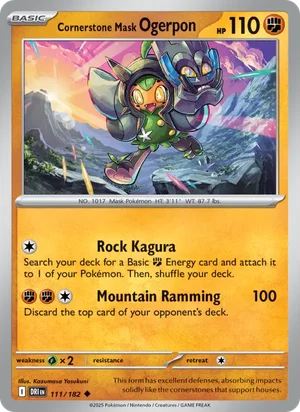 Cornerstone Mask Ogerpon 111/182 Uncommon, Destined Rivals Pokémon TCG card