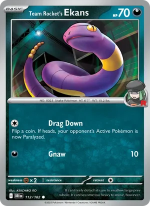 Team Rocket's Ekans 112/182 Common, Destined Rivals Pokémon TCG card