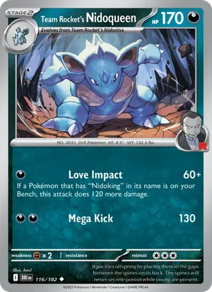 Team Rocket's Nidoqueen 116/182 Uncommon, Destined Rivals Pokémon TCG card