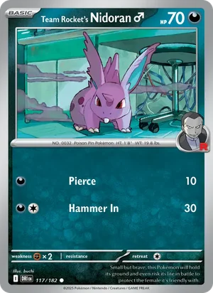 Team Rocket's Nidoran M 117/182 Common, Destined Rivals Pokémon TCG card