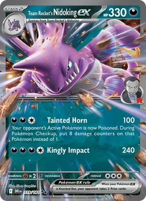 Team Rocket's Nidoking ex 119/182 Double Rare, Destined Rivals Pokémon TCG card
