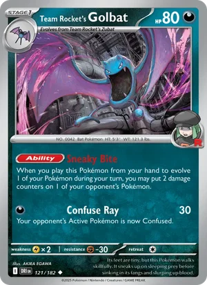 Team Rocket's Golbat 121/182 Uncommon, Destined Rivals Pokémon TCG card