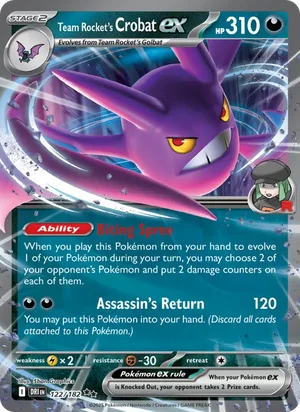 Team Rocket's Crobat ex 122/182 Double Rare, Destined Rivals Pokémon TCG card