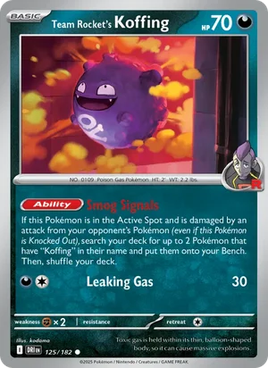 Team Rocket's Koffing 125/182 Common, Destined Rivals Pokémon TCG card