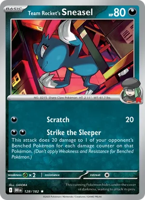 Team Rocket's Sneasel 128/182 Rare, Destined Rivals Pokémon TCG card