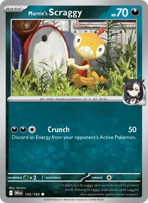 Marnie's Scraggy 132/182 Common, Destined Rivals Pokémon TCG card