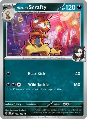 Marnie's Scrafty 133/182 Uncommon, Destined Rivals Pokémon TCG card