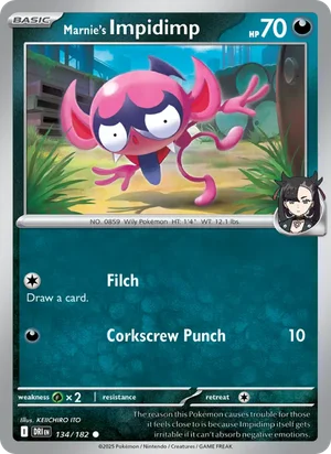 Marnie's Impidimp 134/182 Common, Destined Rivals Pokémon TCG card