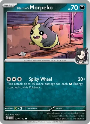 Marnie's Morpeko 137/182 Common, Destined Rivals Pokémon TCG card