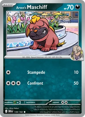 Arven's Maschiff 138/182 Common, Destined Rivals Pokémon TCG card