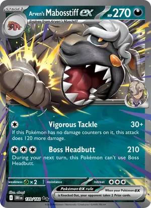 Arven's Mabosstiff ex 139/182 Double Rare, Destined Rivals Pokémon TCG card