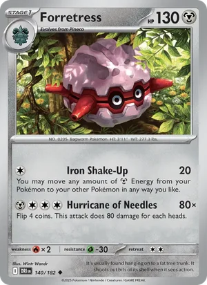 Forretress 140/182 Uncommon, Destined Rivals Pokémon TCG card