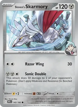 Steven's Skarmory 142/182 Common, Destined Rivals Pokémon TCG card