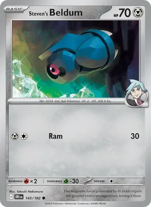 Steven's Beldum 143/182 Common, Destined Rivals Pokémon TCG card