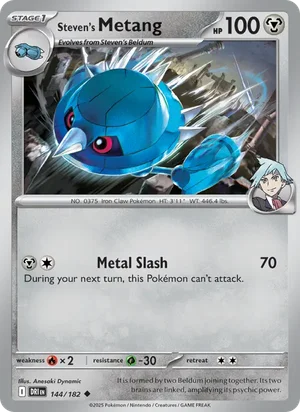 Steven's Metang 144/182 Uncommon, Destined Rivals Pokémon TCG card