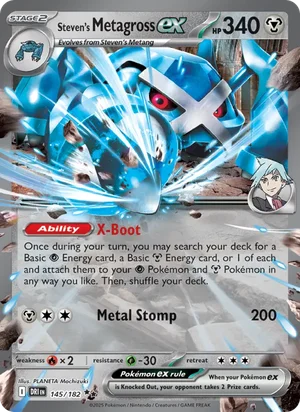 Steven's Metagross ex 145/182 Double Rare, Destined Rivals Pokémon TCG card