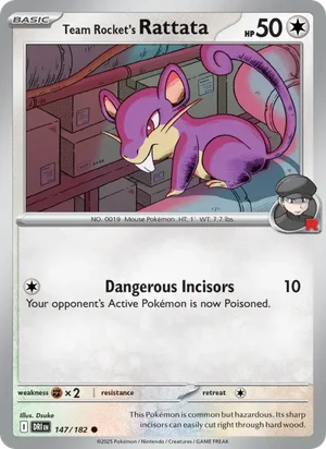 Team Rocket's Rattata 147/182 Common, Destined Rivals Pokémon TCG card