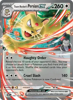 Team Rocket's Persian ex 150/182 Double Rare, Destined Rivals Pokémon TCG card