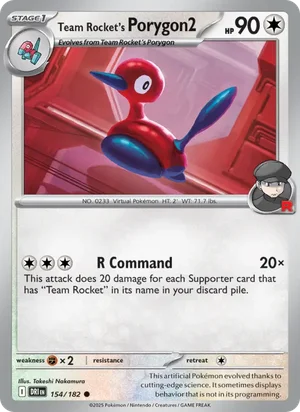 Team Rocket's Porygon2 154/182 Common, Destined Rivals Pokémon TCG card