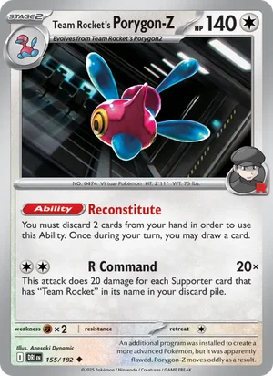 Team Rocket's Porygon-Z 155/182 Uncommon, Destined Rivals Pokémon TCG card