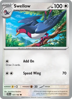 Swellow 157/182 Common, Destined Rivals Pokémon TCG card