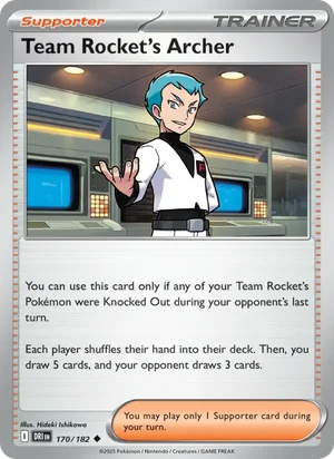 Team Rocket's Archer 170/182 Uncommon, Destined Rivals Pokémon TCG card