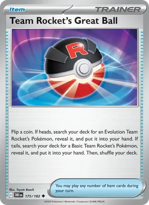Team Rocket's Great Ball 175/182 Uncommon, Destined Rivals Pokémon TCG card