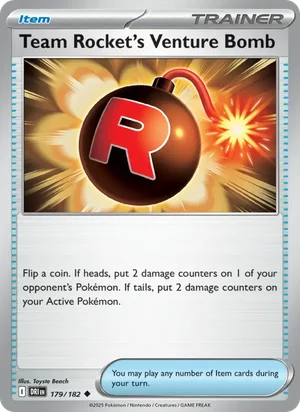 Team Rocket's Venture Bomb 179/182 Uncommon, Destined Rivals Pokémon TCG card