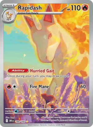 Rapidash 189/182 Illustration Rare, Destined Rivals Pokémon TCG card
