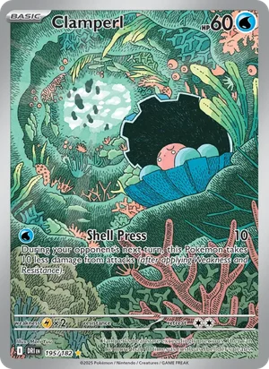 Clamperl 195/182 Illustration Rare, Destined Rivals Pokémon TCG card