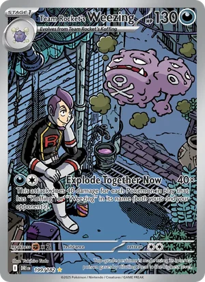 Team Rocket's Weezing 199/182 Illustration Rare, Destined Rivals Pokémon TCG card