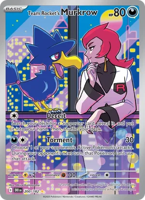 Team Rocket's Murkrow 200/182 Illustration Rare, Destined Rivals Pokémon TCG card
