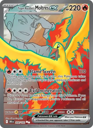 Team Rocket's Moltres ex 208/182 Ultra Rare, Destined Rivals Pokémon TCG card