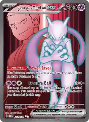 Team Rocket's Mewtwo ex 213/182 Ultra Rare, Destined Rivals Pokémon TCG card