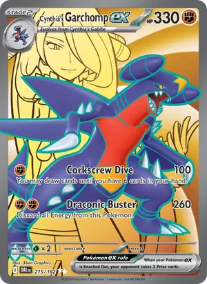 Cynthia's Garchomp ex 215/182 Ultra Rare, Destined Rivals Pokémon TCG card