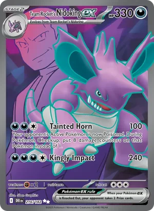 Team Rocket's Nidoking ex 216/182 Ultra Rare, Destined Rivals Pokémon TCG card